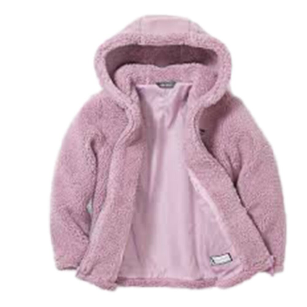 Eddie Bauer Kids Sherpa Fleece Hooded Jacket Kids M(10/12) Purple Full Zip